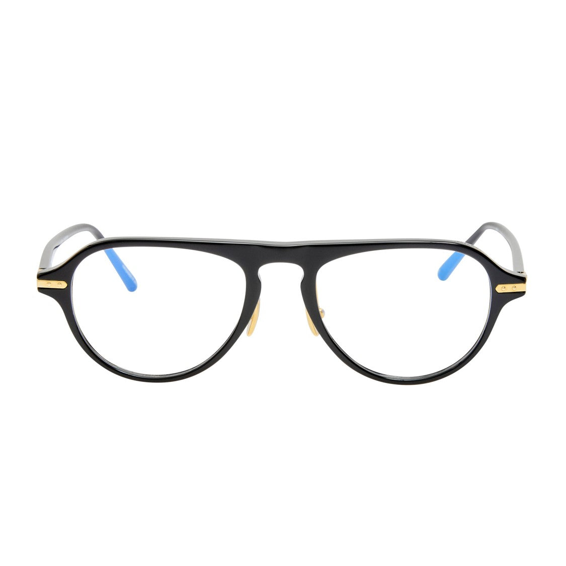 Linda Farrow Black Acetate Cat-Eye Eyeglasses With Gold Accents