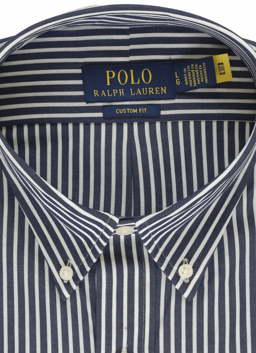 Polo Ralph Lauren Blue Vertical Striped Button-Down Cotton Shirt