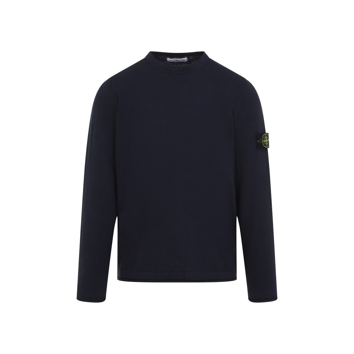 Stone Island Blue Crew Neck Sweater With Logo Patch