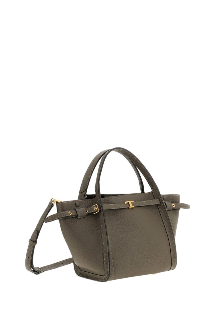 Tod's Brown Tim Small Leather T-Strap Tote Bag