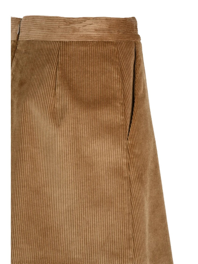 Marella Velvet Mini Skirt With Corduroy Texture And Functional Pockets