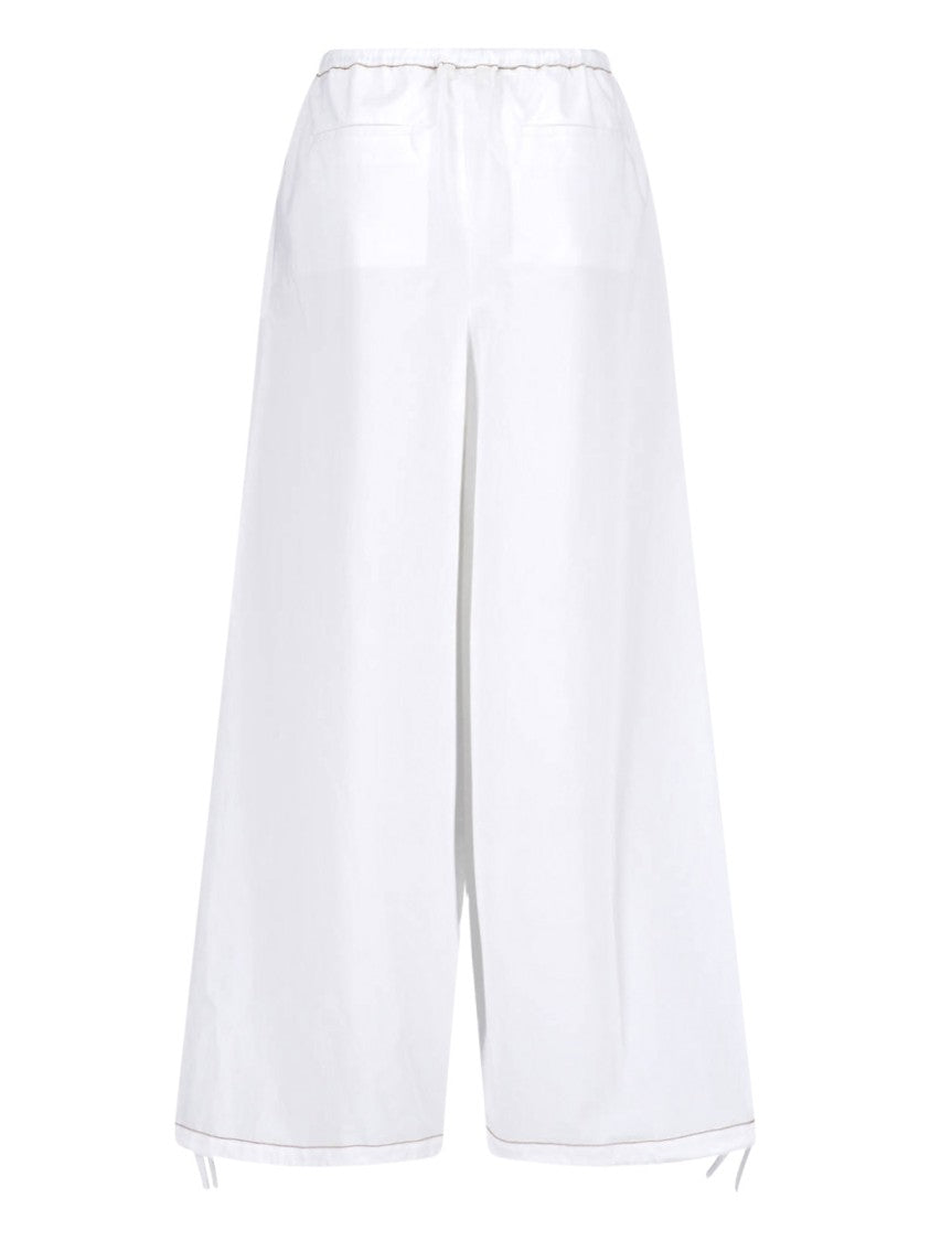 Marni White Wide-Leg Poplin Drawstring Pants