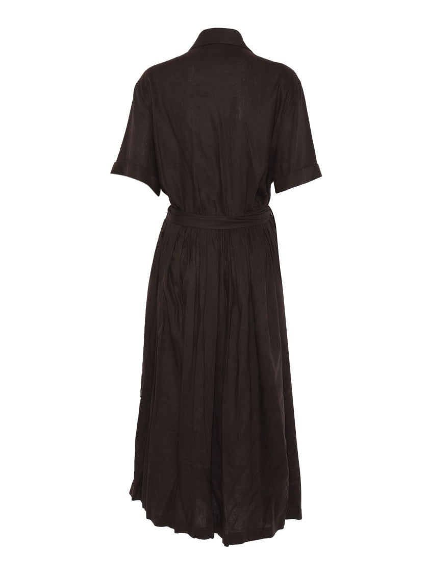 Ballantyne Shirt-Style Midi Dress With Belted Waist
