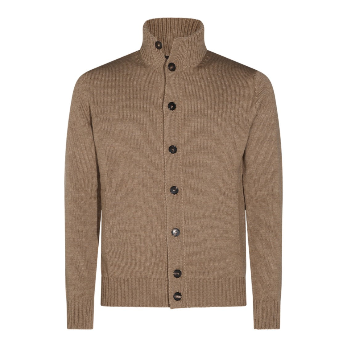 Zanone Knitted Sweater With High Ribbed Collar And Button-Down Front