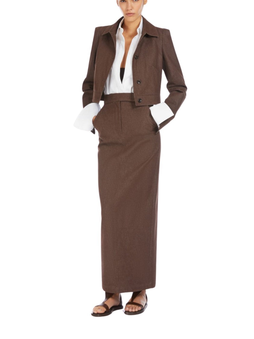 Max Mara Cropped Brown Coat With Classic Collar