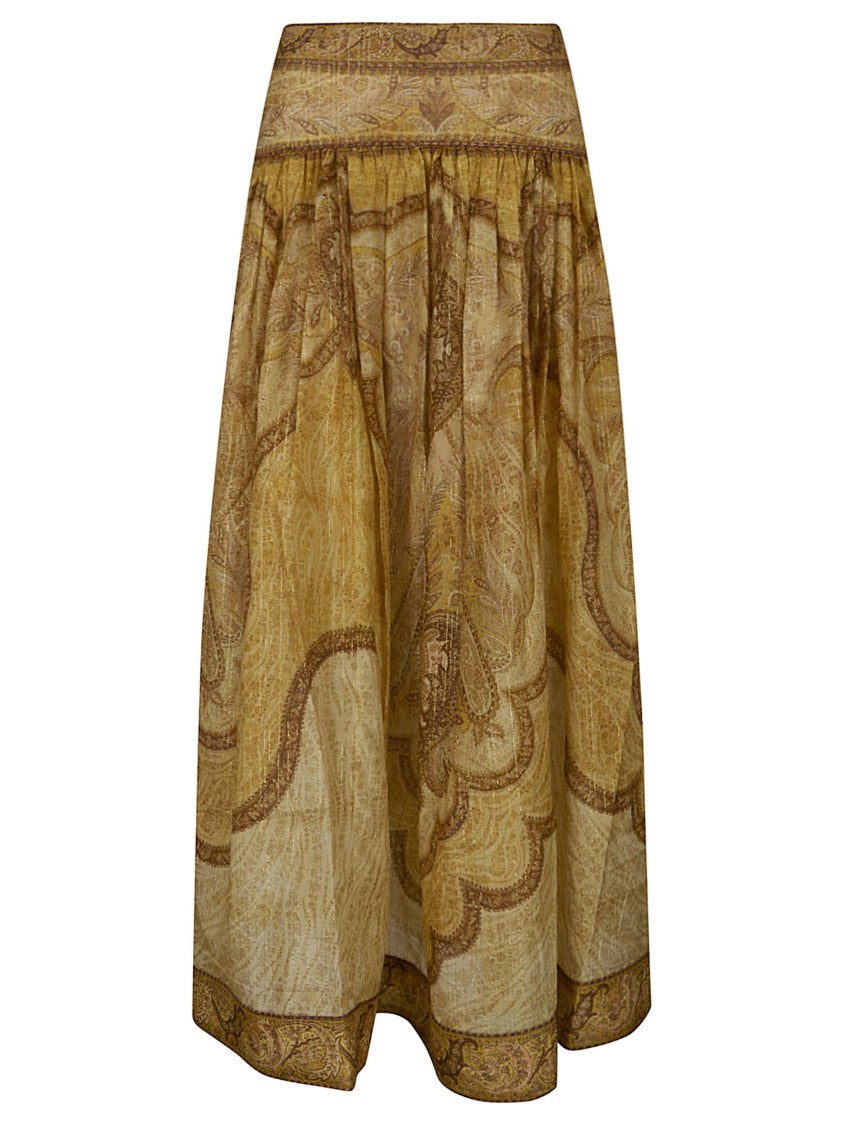 Zimmermann Paisley Patterned Maxi Skirt With Gathered Design