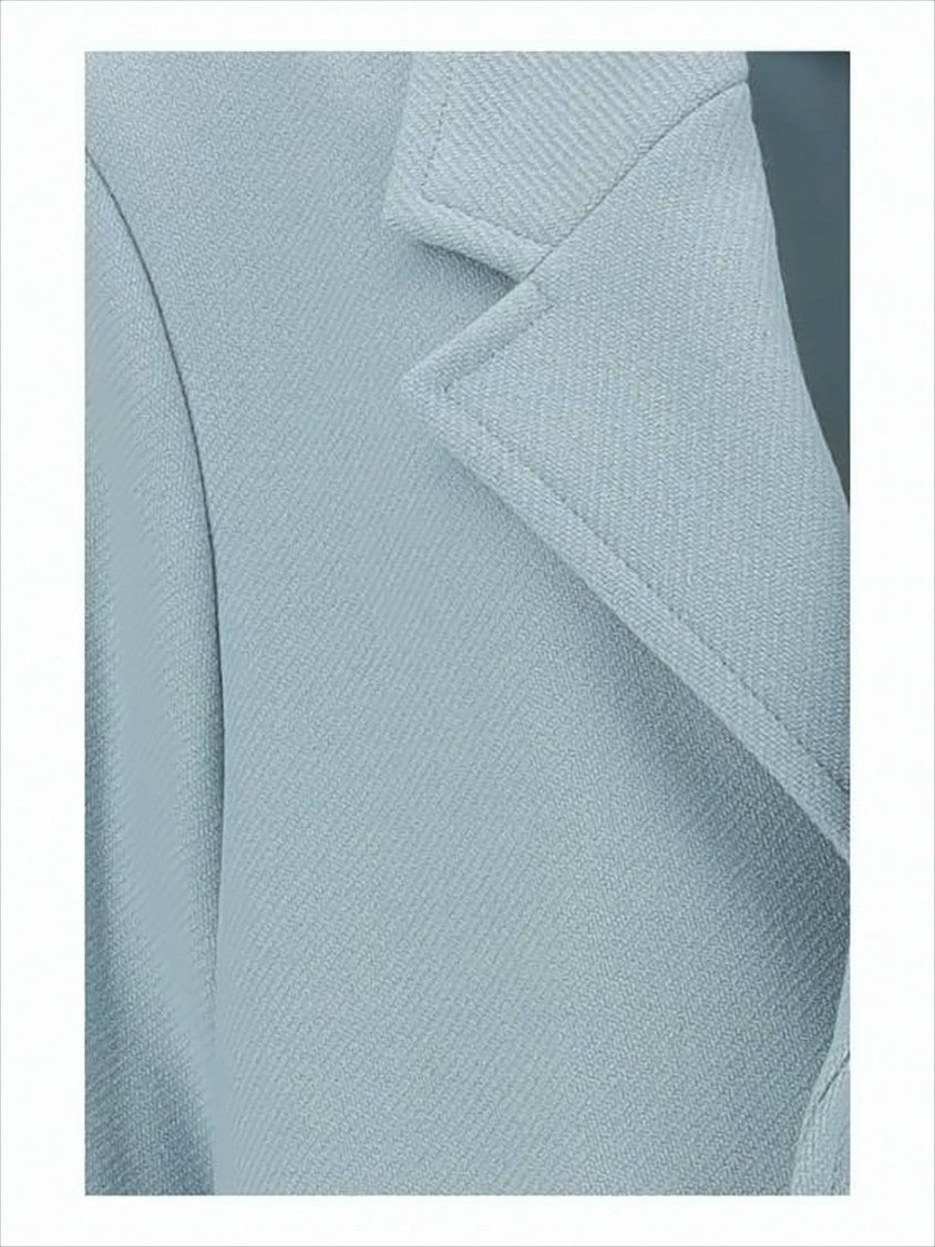 Ami Mid-Length Tailored Coat In Muted Light Blue