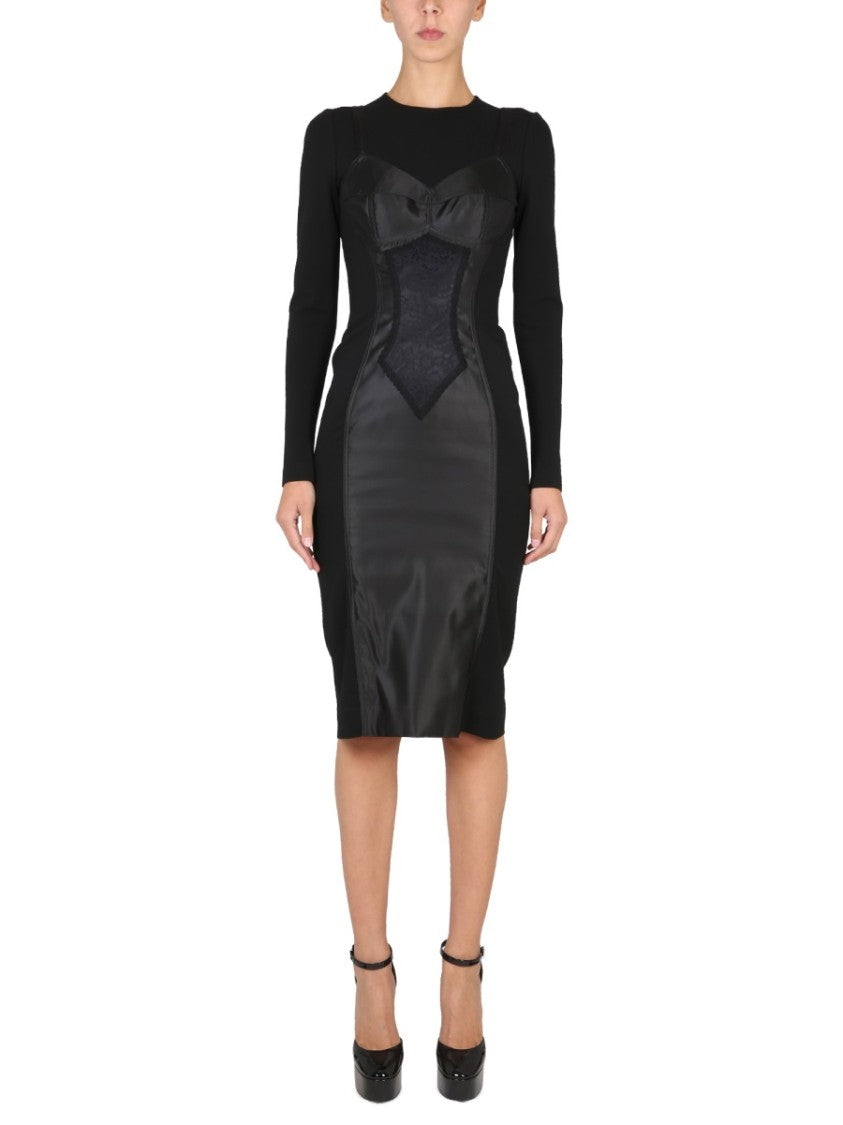 Dolce & Gabbana Corset-Inspired Midi Dress With Satin