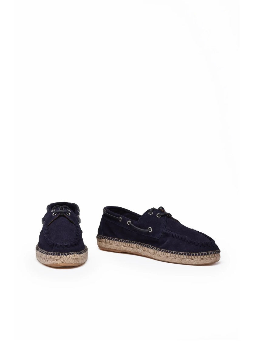 Eleventy Blue Leather Rubber Espadrillas