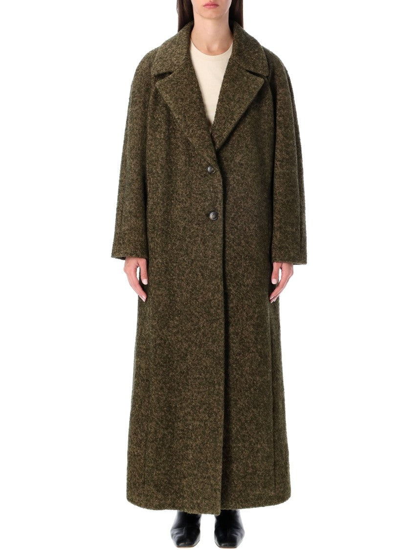Emporio Armani Textured Bouclé Wool Blend Long Coat
