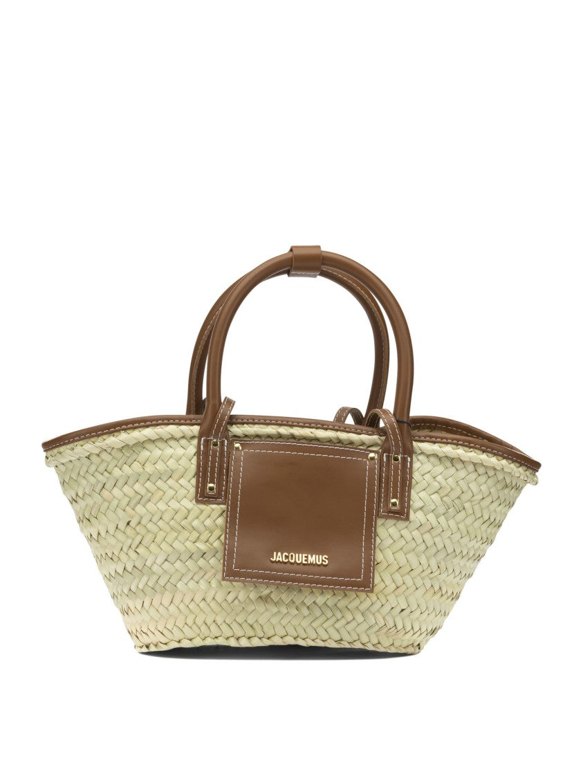 Jacquemus Woven Basket-Style Handbag With Leather Trim