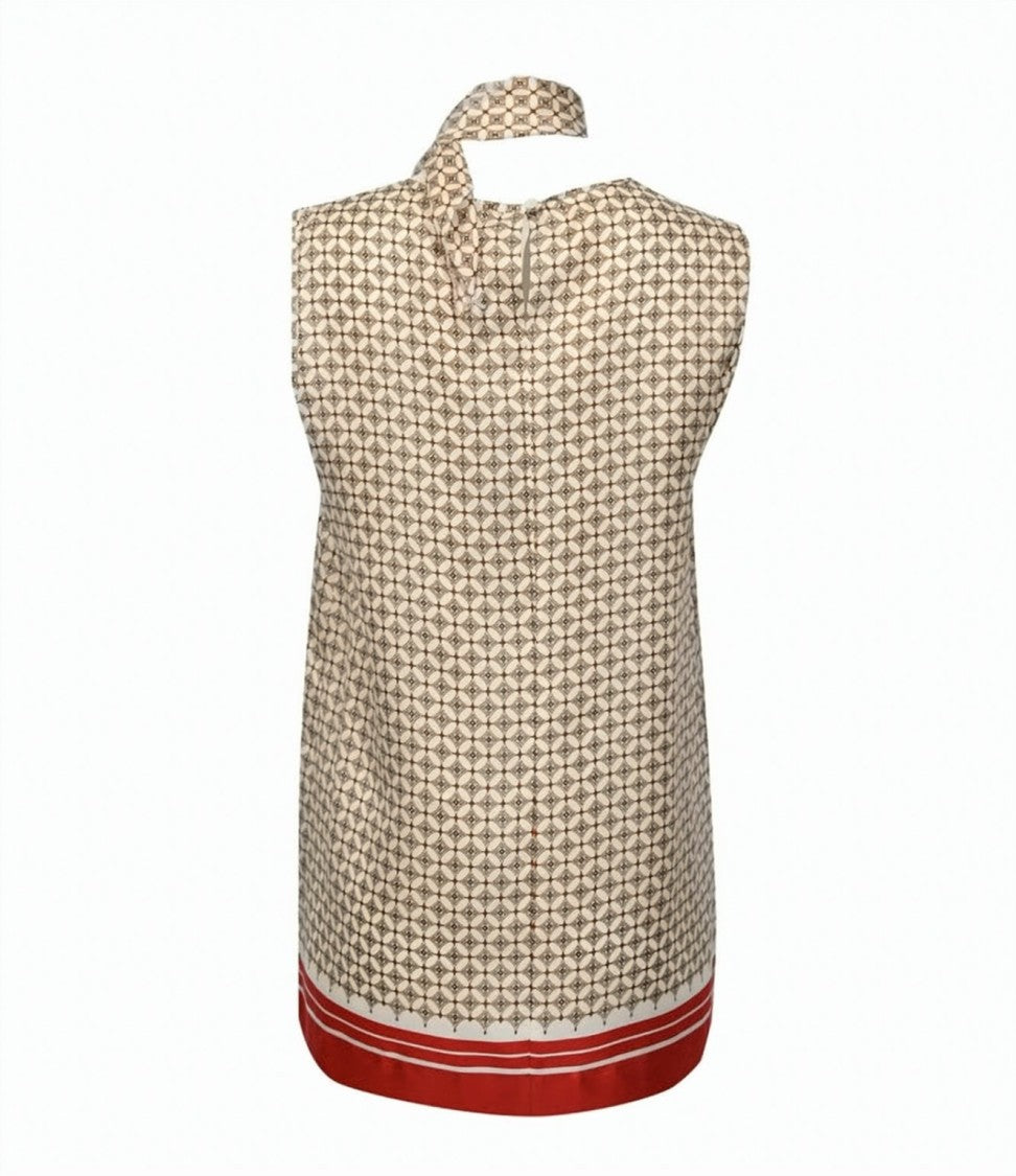 Max Mara Geometric Pattern Sleeveless Top With Tie Neck Detail
