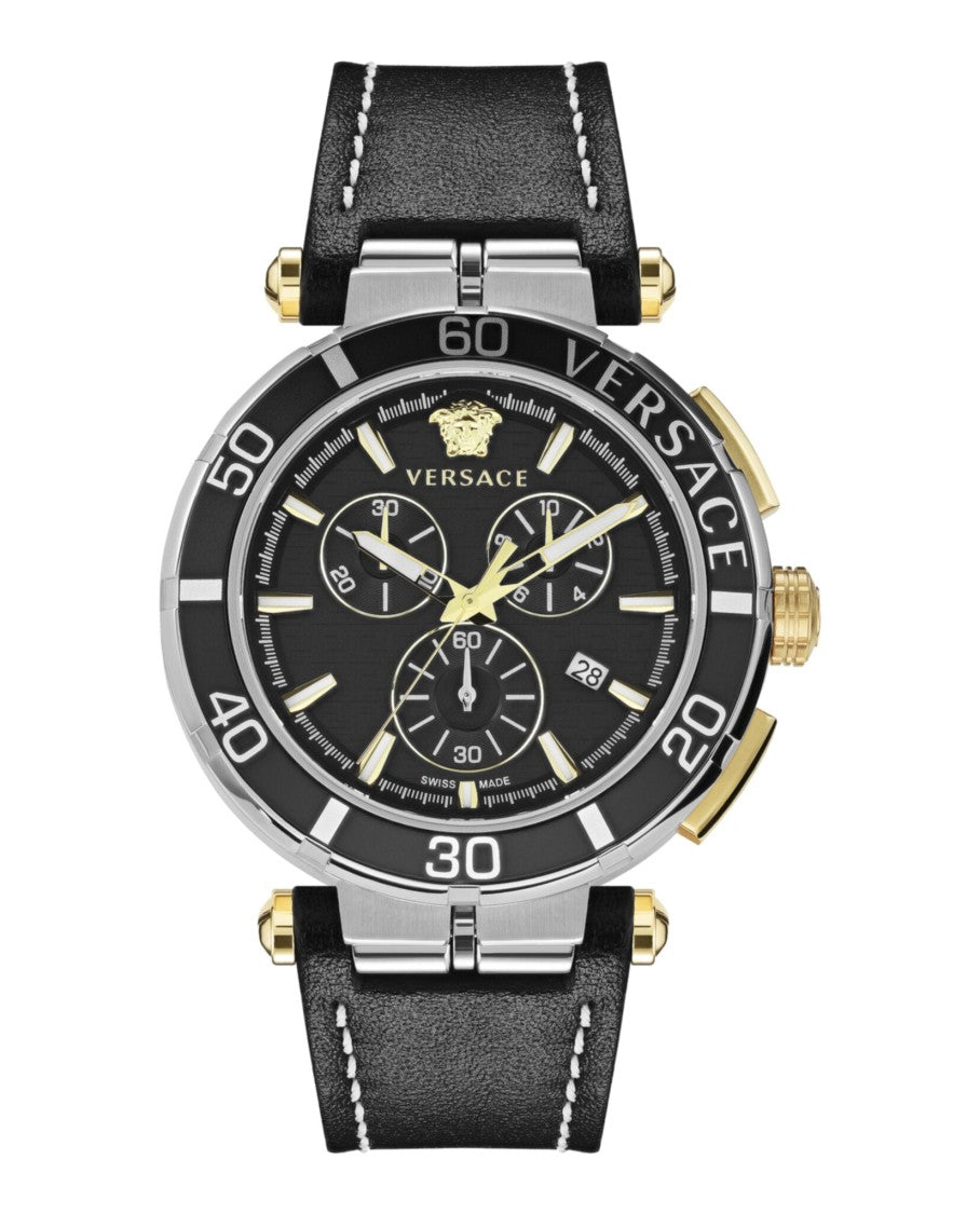 Versace Greca Chrono Leather Watch