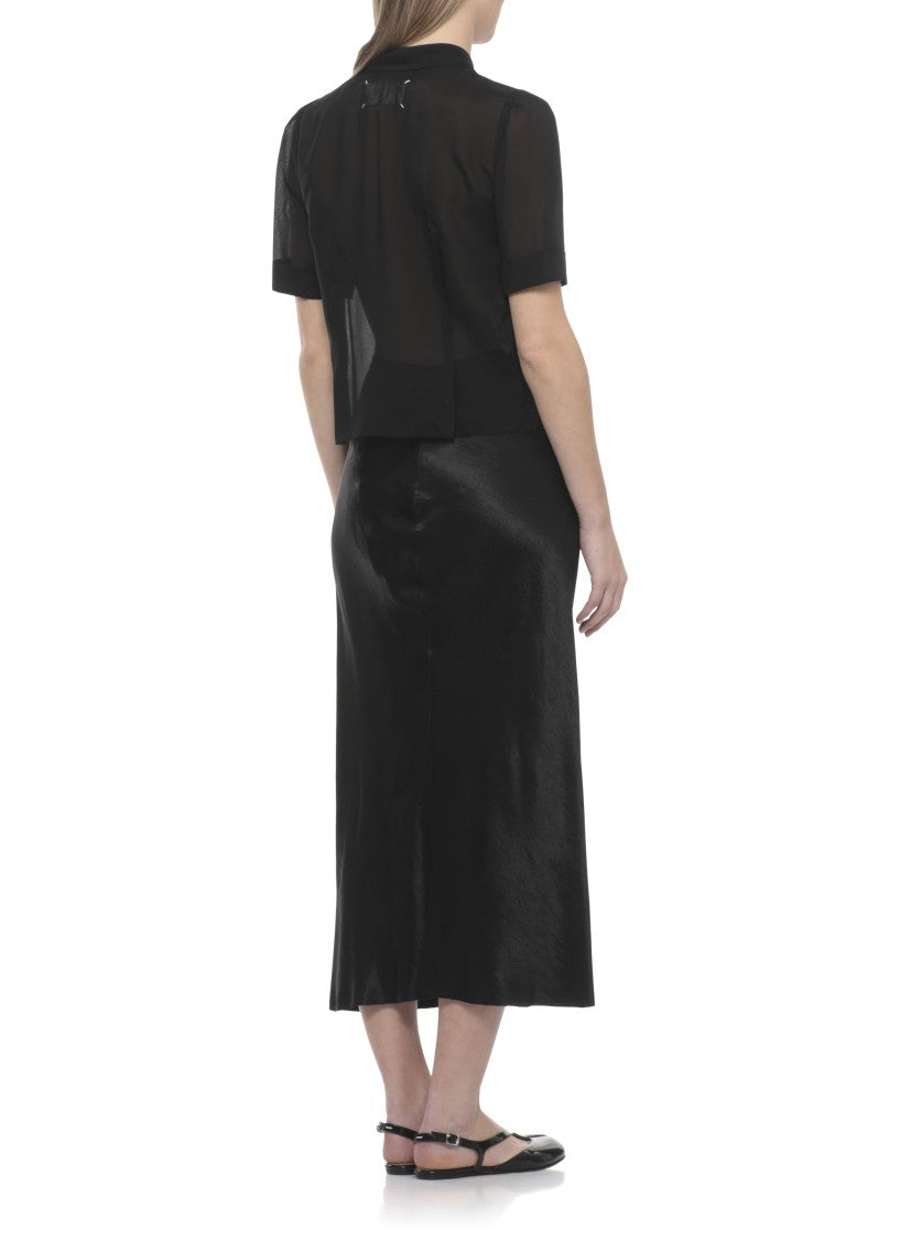 Maison Margiela Black Viscose Pleated Shirt