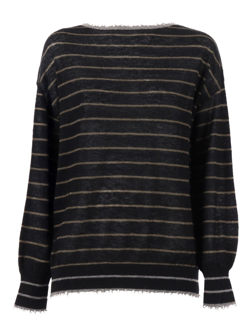 Kangra Cashmere Relaxed Fit Striped Knit Sweater