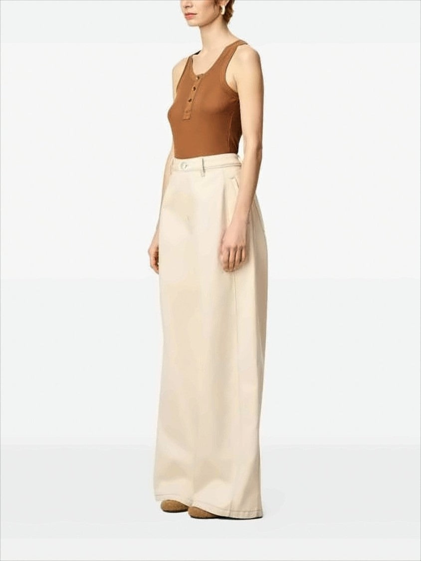 Ami High Waist Wide-Leg Pants With Seam Detailing