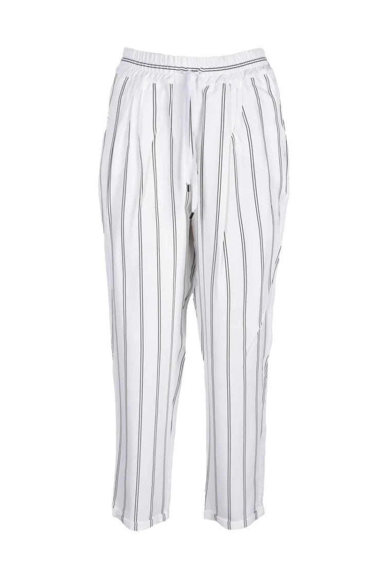 Rocco Ragni Satin-Finish Trousers With Vertical Stripes