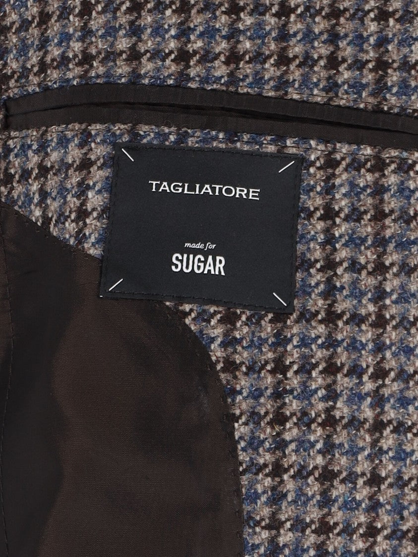 Tagliatore Single-Breasted Blazer In Multicolor Houndstooth Pattern