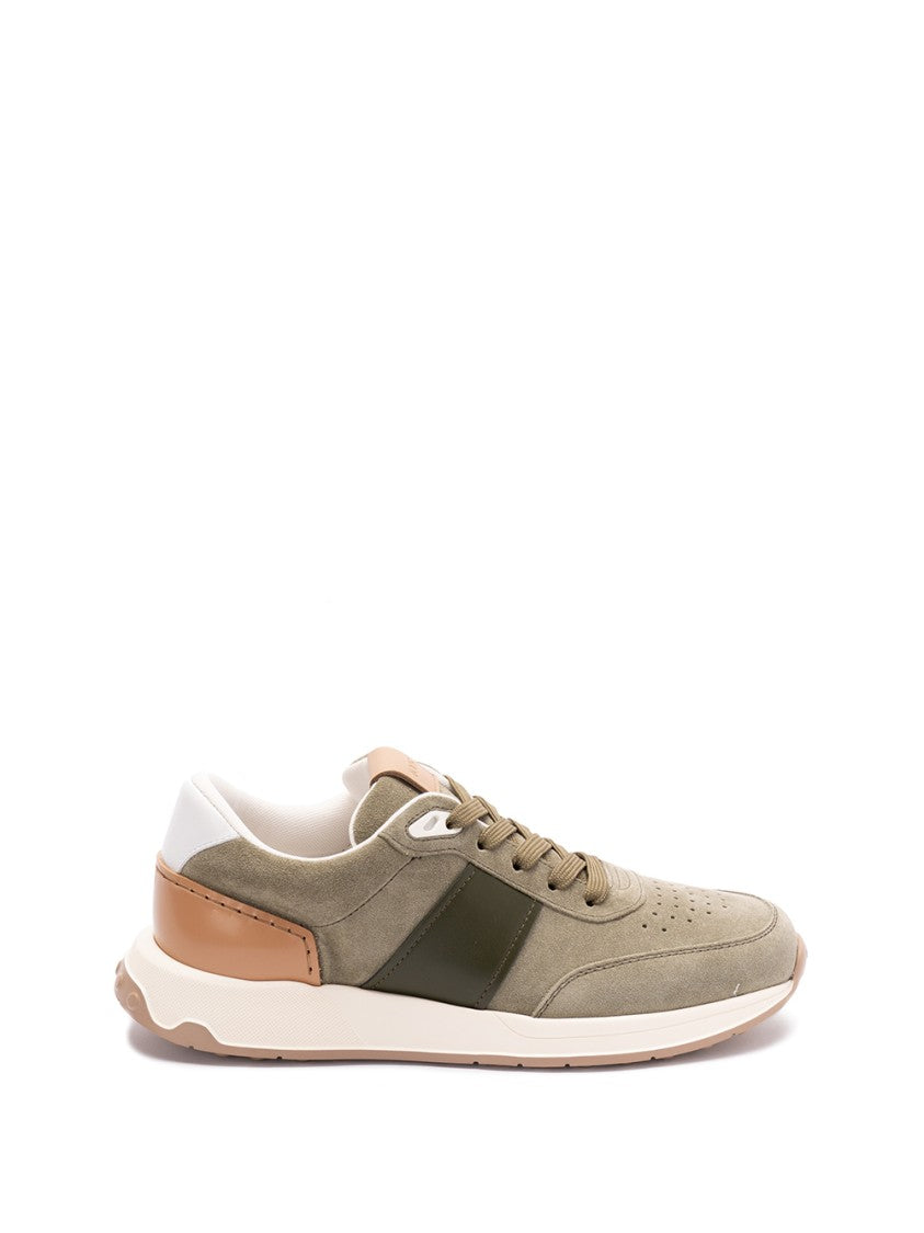 Tod's Calf Leather Sneakers With Suede Panels