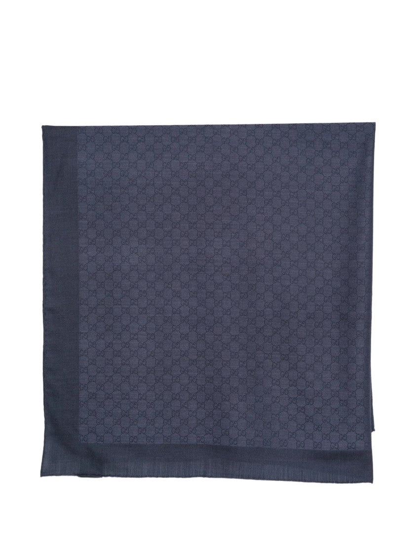 Gucci Blue Monogram Repeating Pattern Rectangular Scarf