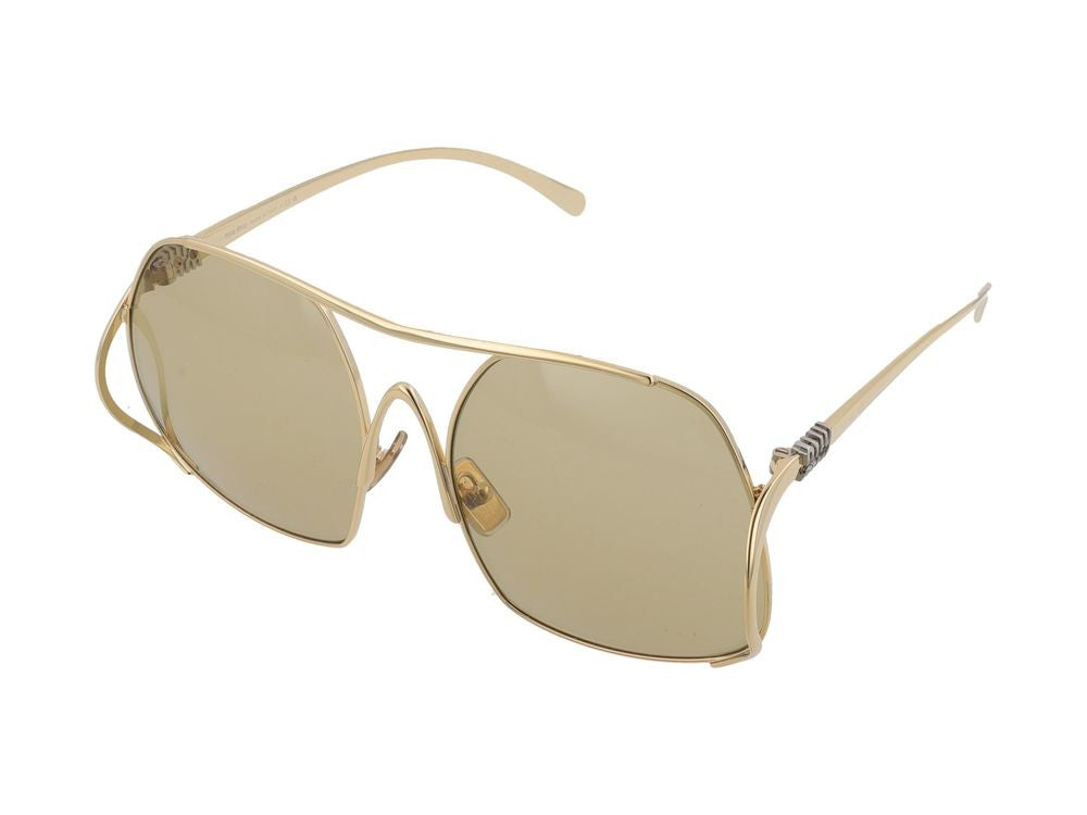 Miu Miu Oversized Double Bridge Gold-Tone Steel Sunglasses