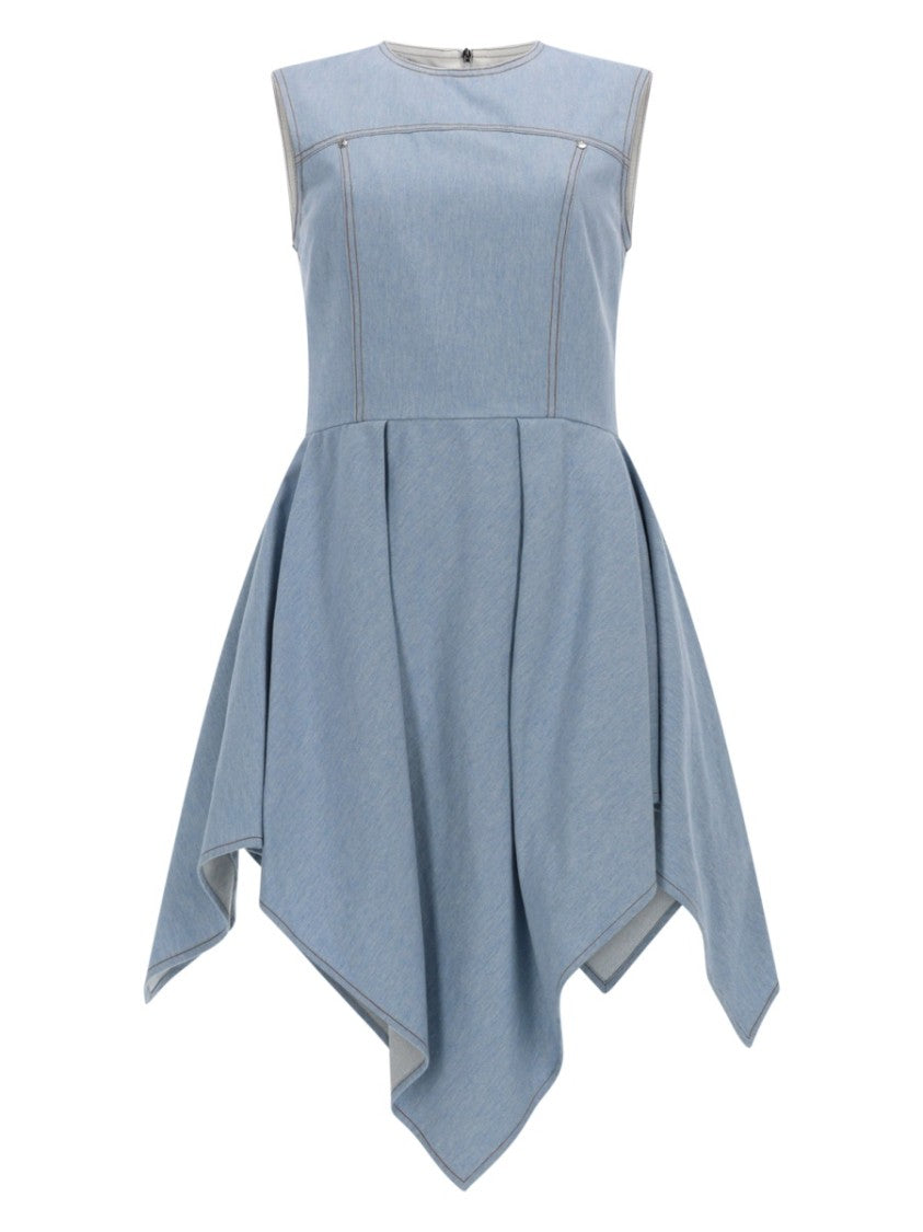 Msgm Blue Sleeveless Asymmetrical Denim Dress