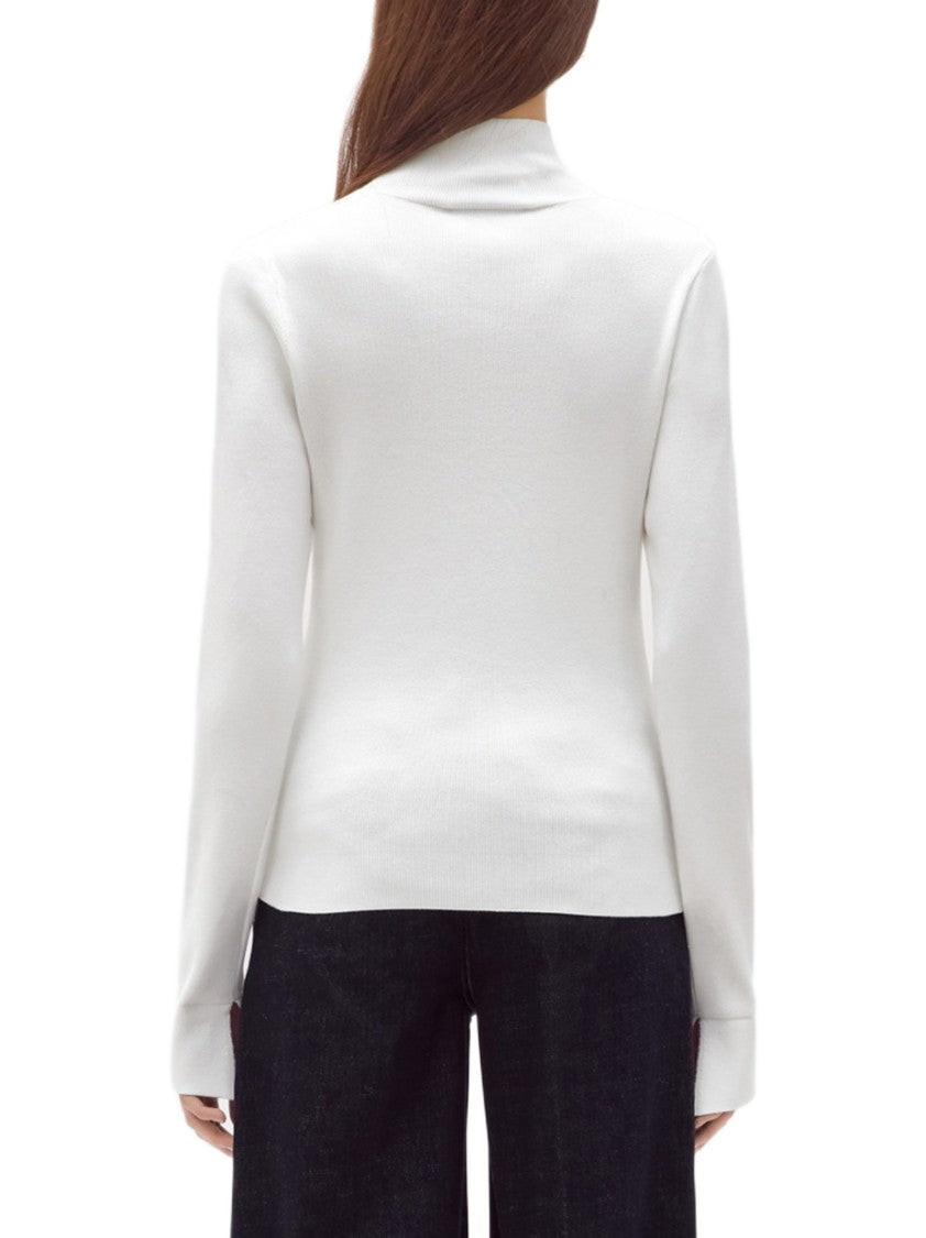 Blugirl Tailored White Sweater With Textured Diamond Pattern