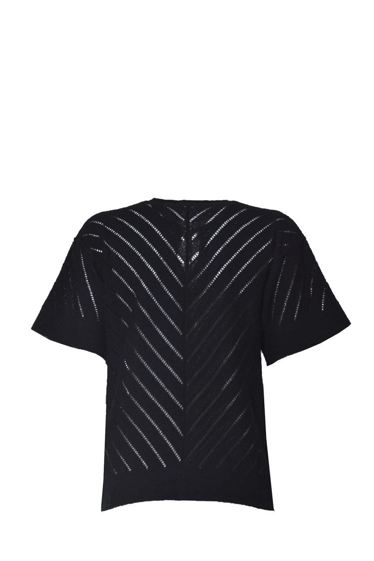 Jil Sander Black Perforated Cotton Top