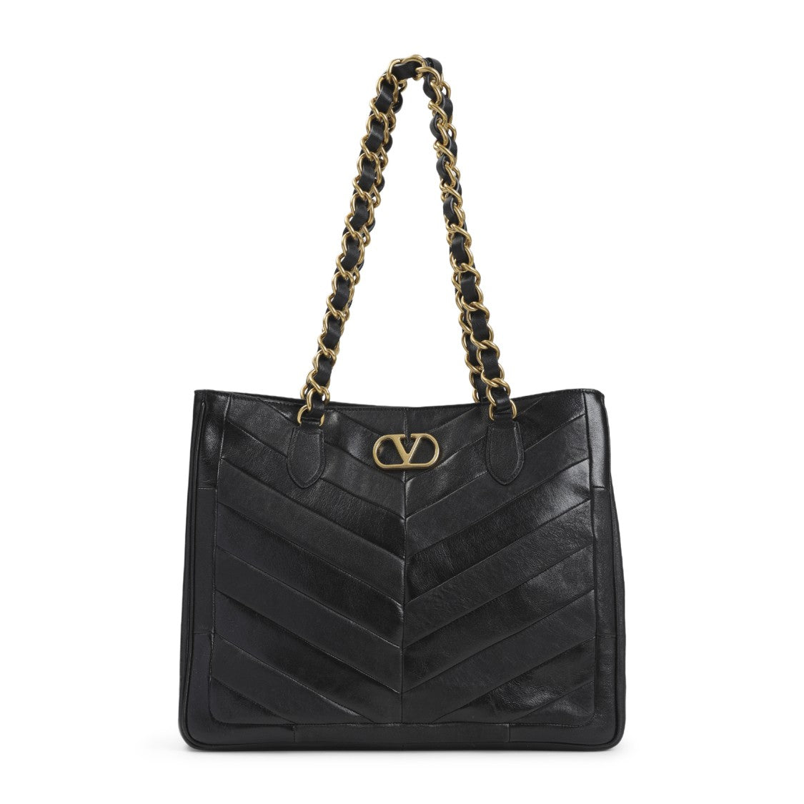 Valentino Garavani Chevron-Quilted Shopper Bag With Chain Straps