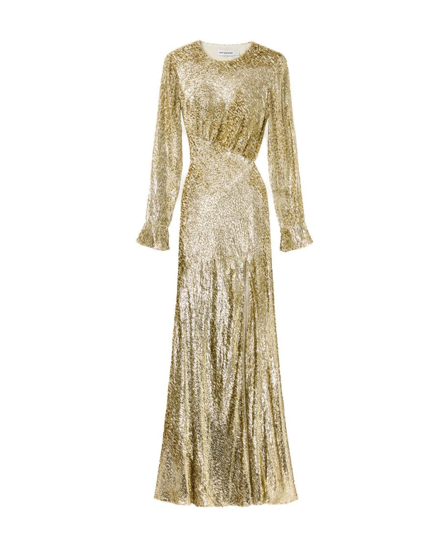 Self-Portrait Gold Fil Coupe Maxi Dress