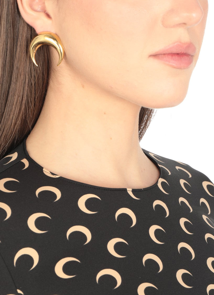 Marine Serre Crescent Moon Gold Earrings With Butterfly Fastening