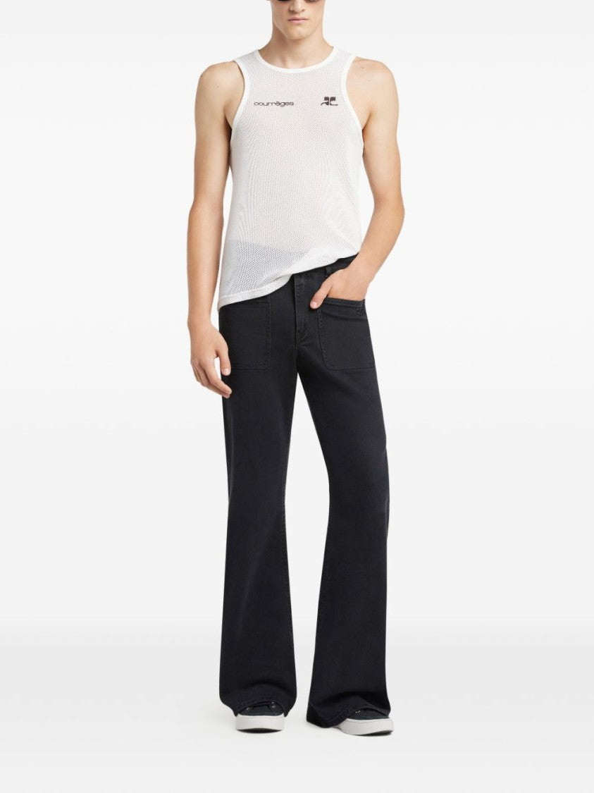 Courrèges Breathable Sleeveless Mesh Logo Tank