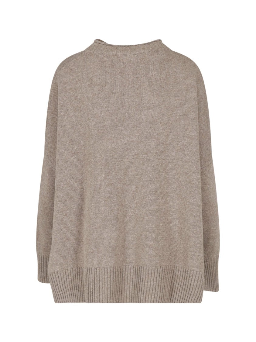 Ma'ry'ya Taupe Knit Sweater With Virgin Wool And Cashmere Blend