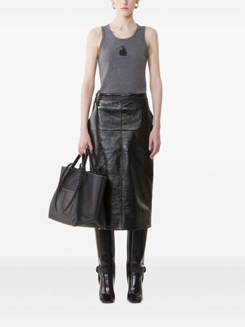 Lanvin Sleeveless Fitted Top With Embroidered Emblem