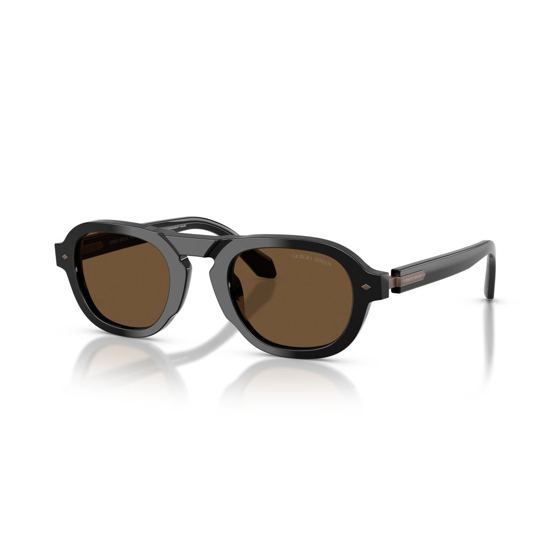 Giorgio Armani 0Ar8244 Bold Black Acetate Sunglasses With Warm Brown Lenses