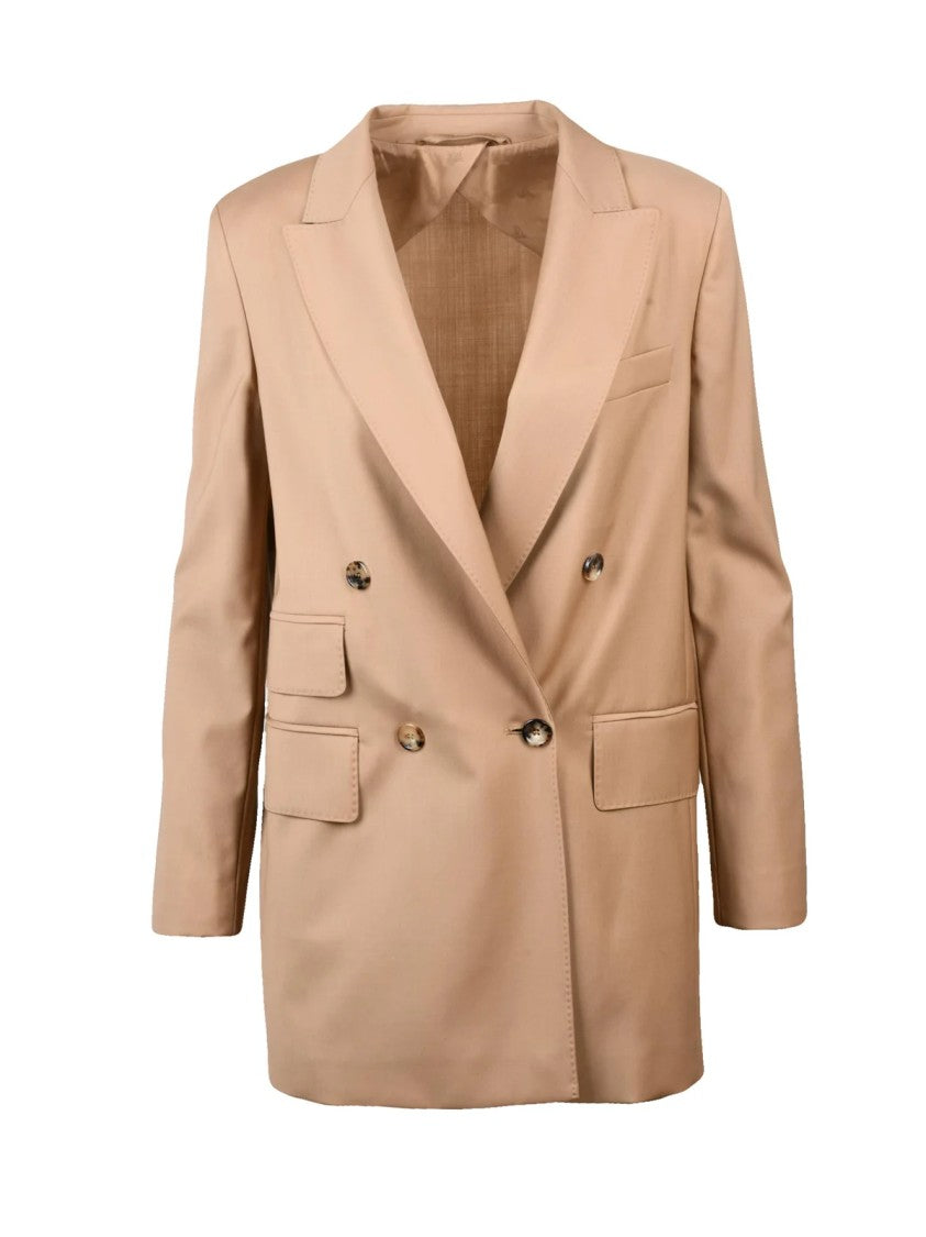 Max Mara Beige Virgin Wool Double-Breasted Blazer