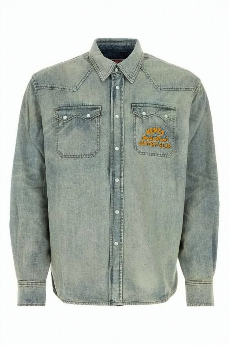 Kenzo Classic Denim Shirt With Vintage Wash