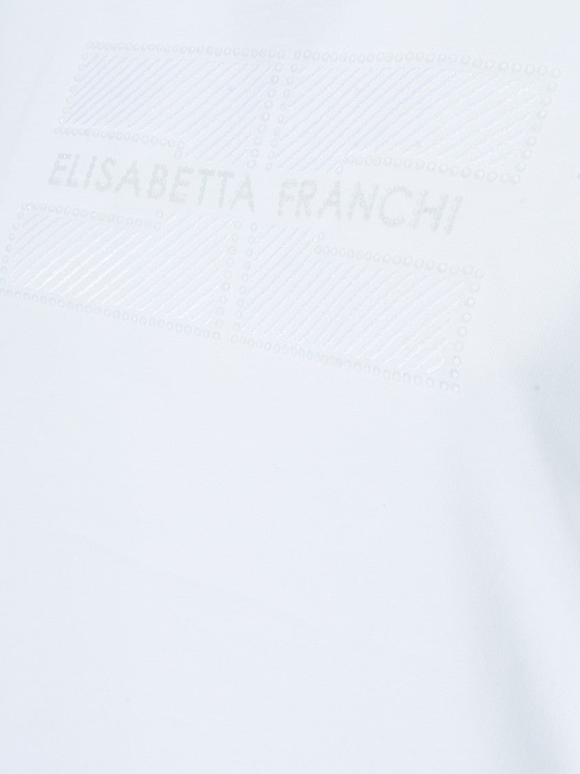 Elisabetta Franchi White T-Shirt With Classic Crew Neck