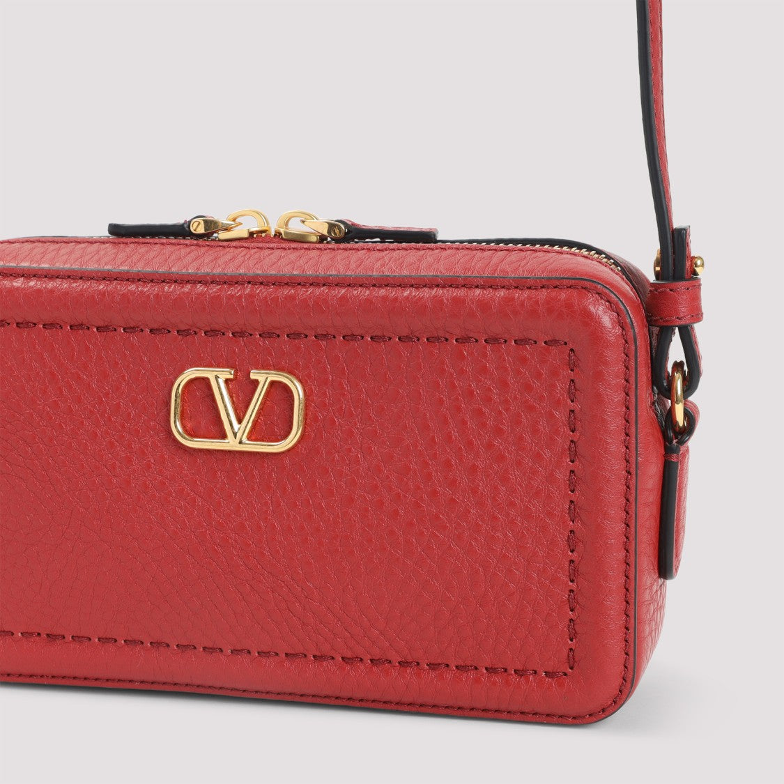 Valentino Garavani Red Leather Mini Camera Case