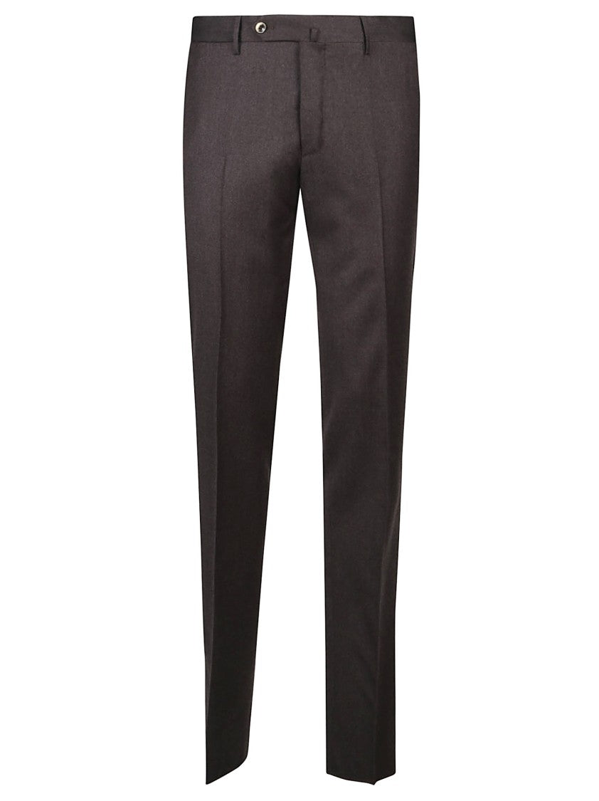 Pt Torino Slim Flat Front Brown Pants
