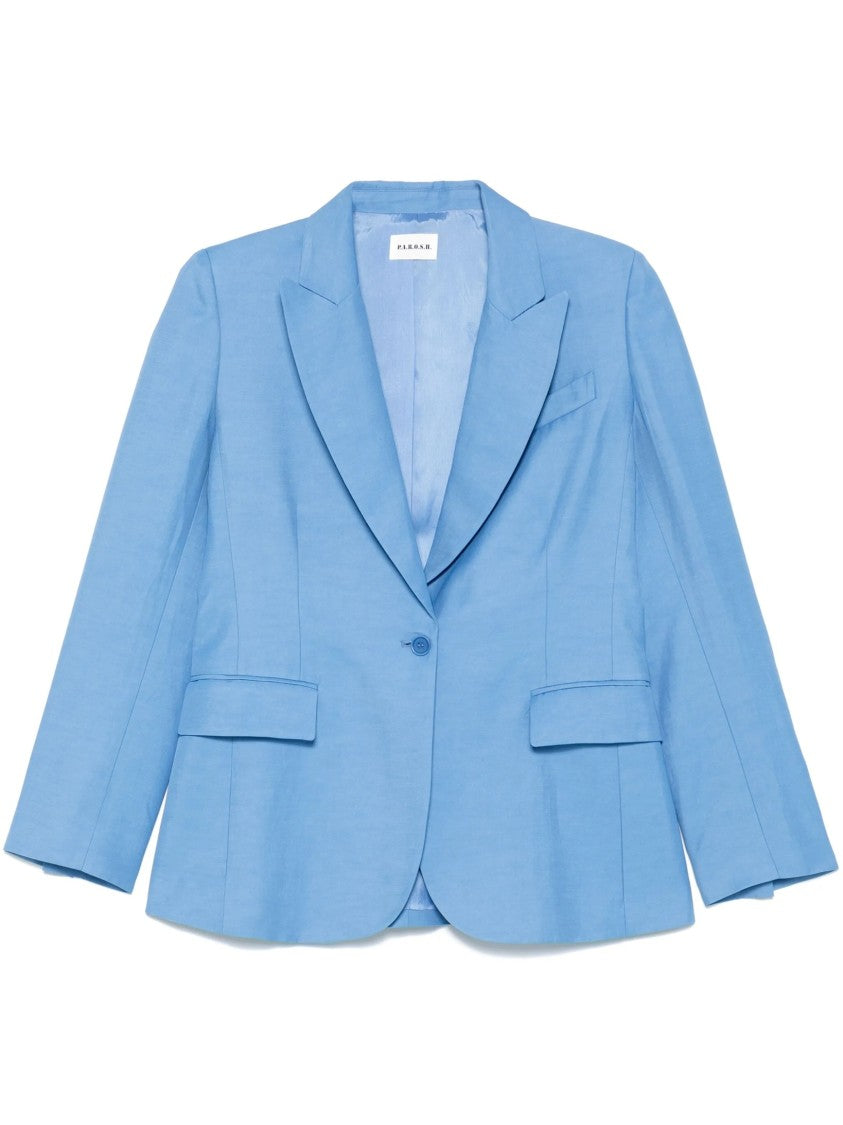 P.A.R.O.S.H. Light Blue Tailored Blazer With Single-Button Closure