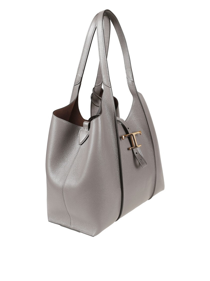 Tod's Textured Leather Tote Bag With Metallic Buckle Closure