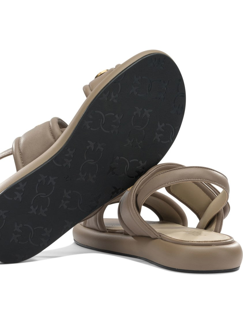 Pinko Beige Leather Sandals