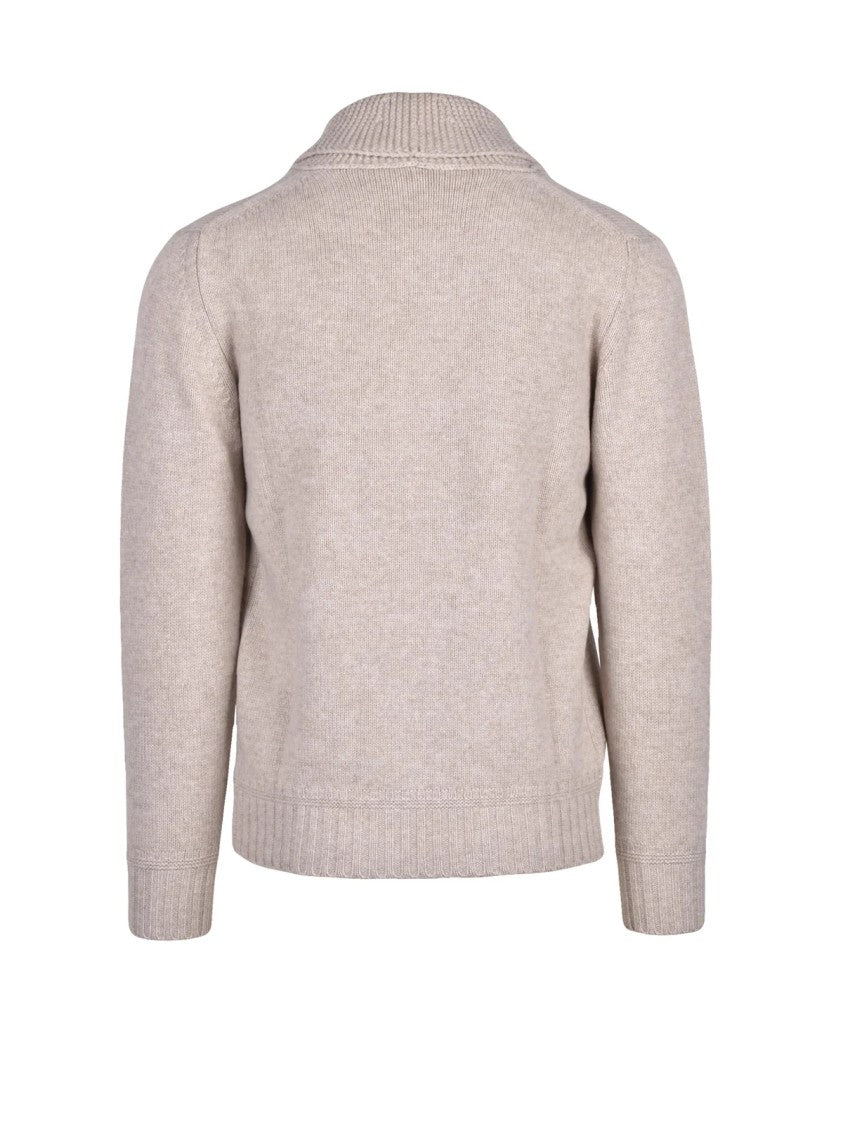 Kangra Beige Wool Zip Cardigan