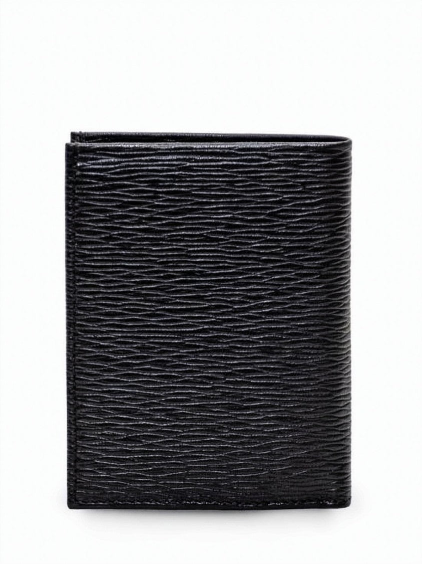 Salvatore Ferragamo Textured Leather Bifold Wallet With Metallic Logo Emblem