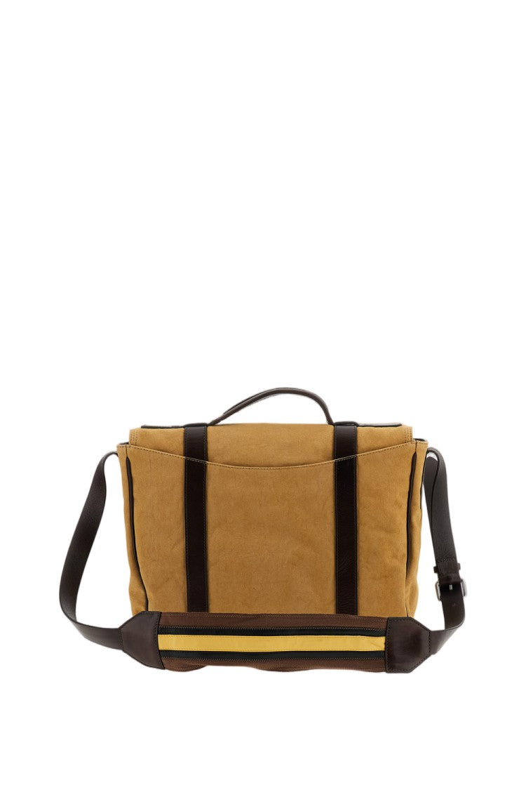 Dries Van Noten Beige Canvas Leather Satchel Bag