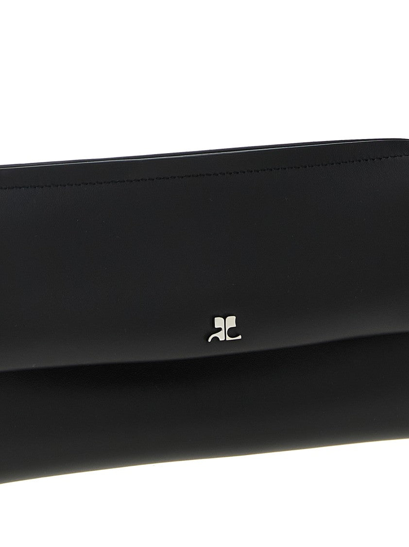 Courrèges Calf Leather Wrist Clutch With Magnetic Closure And Versatile Strap