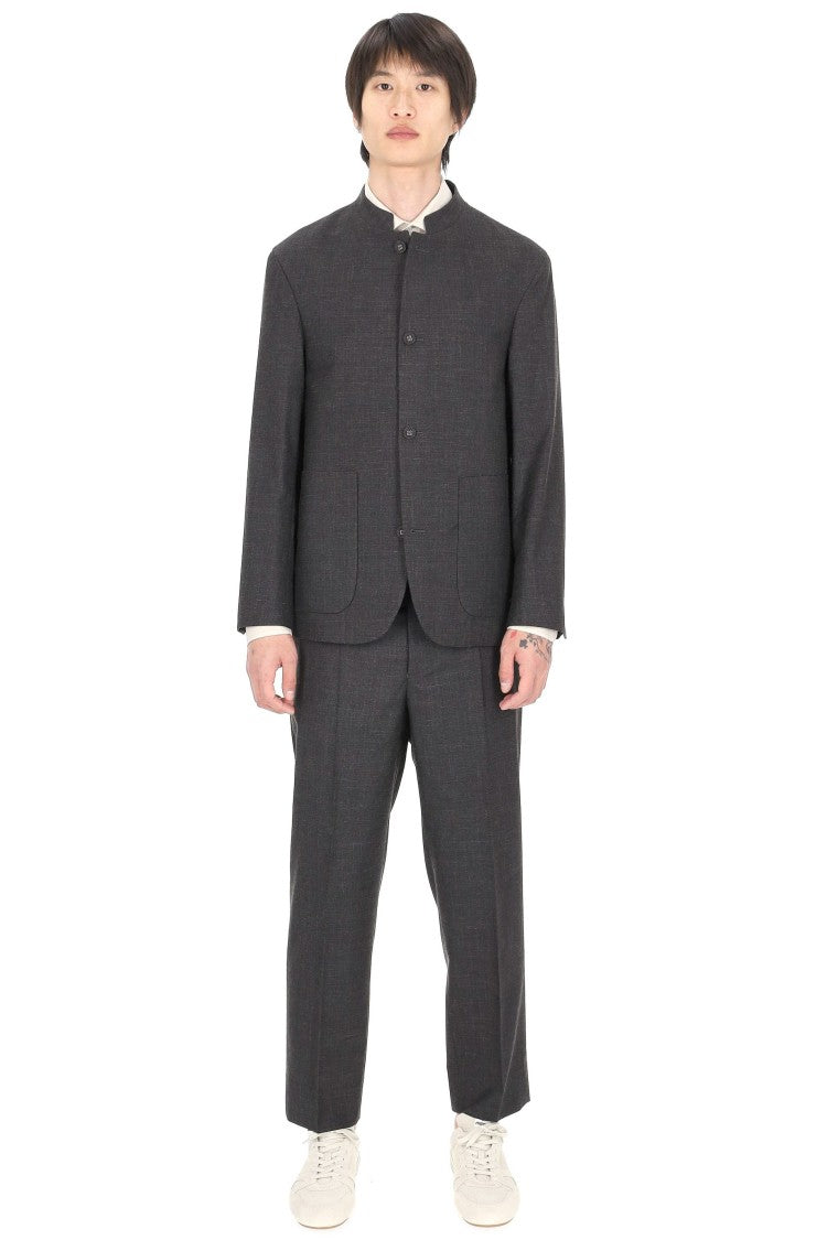 Officine Generale Meryl Wool-Silk-Linen Band Collar Jacket