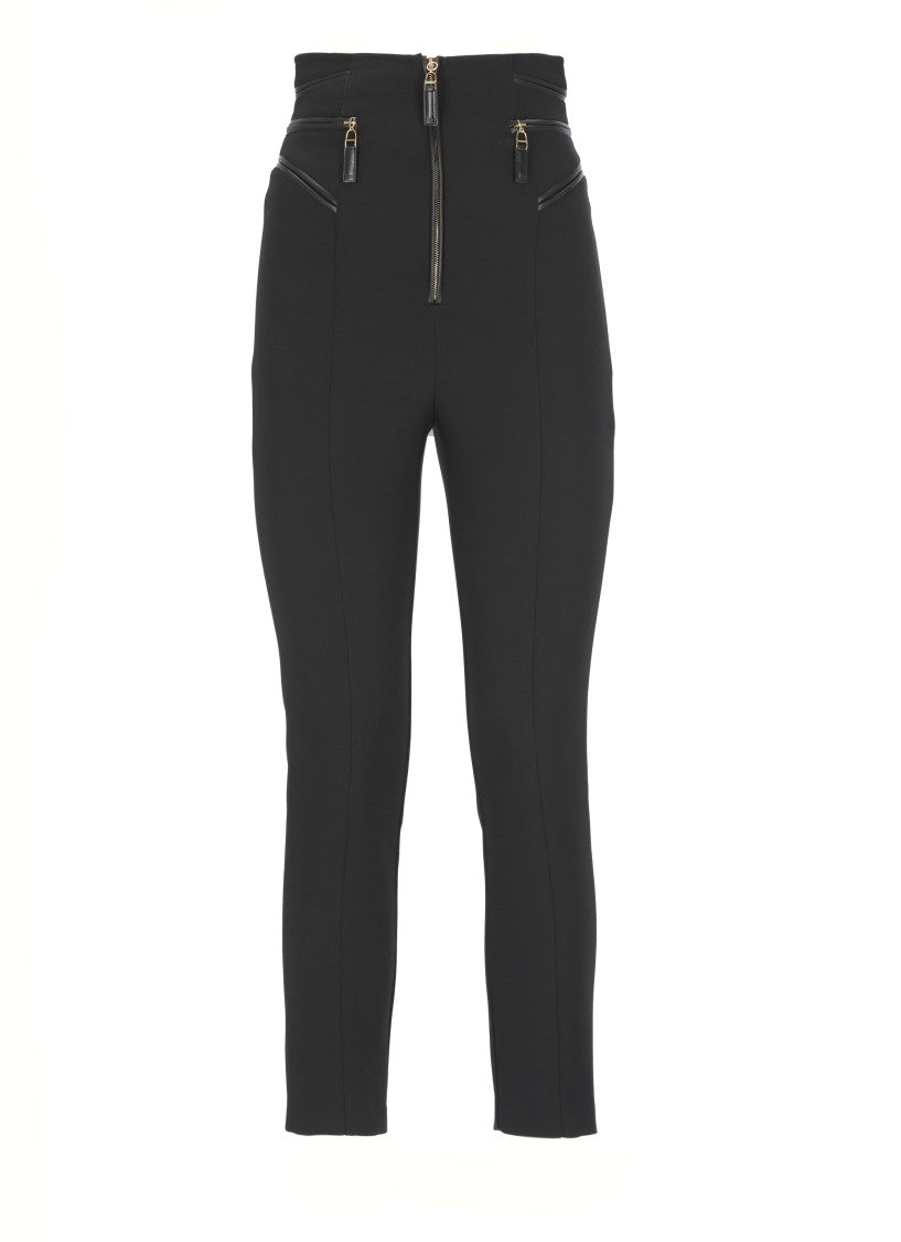 Elisabetta Franchi High Waist Cropped Pants With Zipper Detail