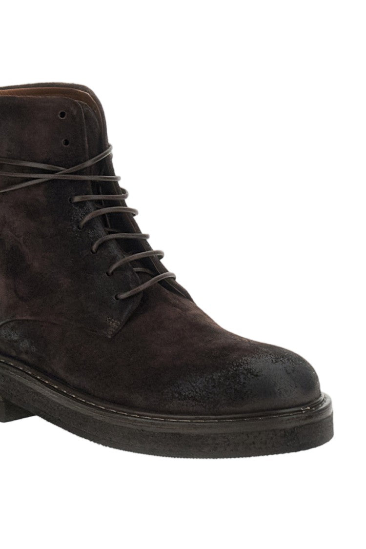Marsèll Dark Brown Parrucca Rear-Zip Reverse Leather Ankle Boots